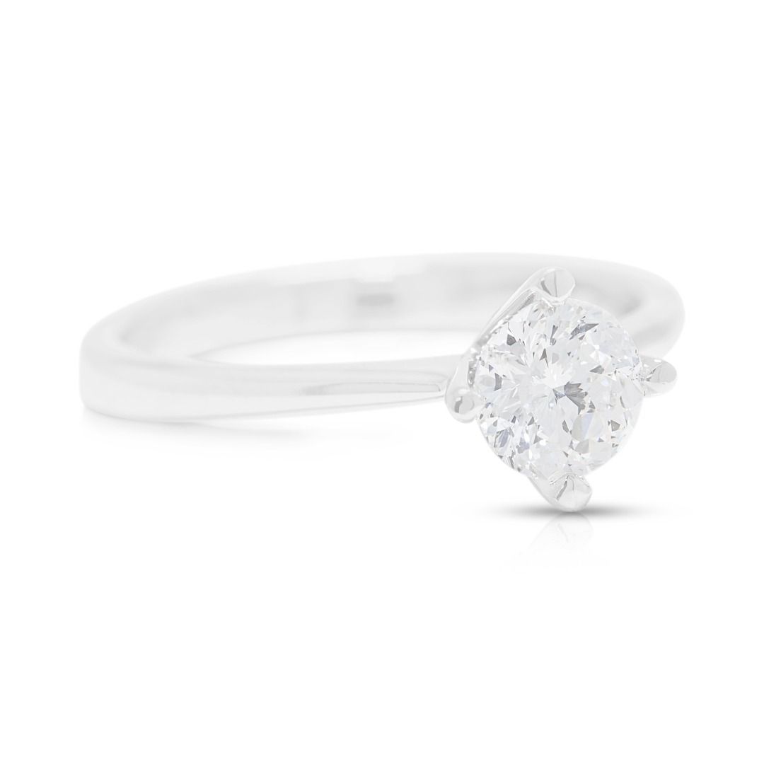 Sublime 0.50ct Natural Diamond Solitaire Ring in 18K White Gold by Charlotte Jewellery (New-Unworn)