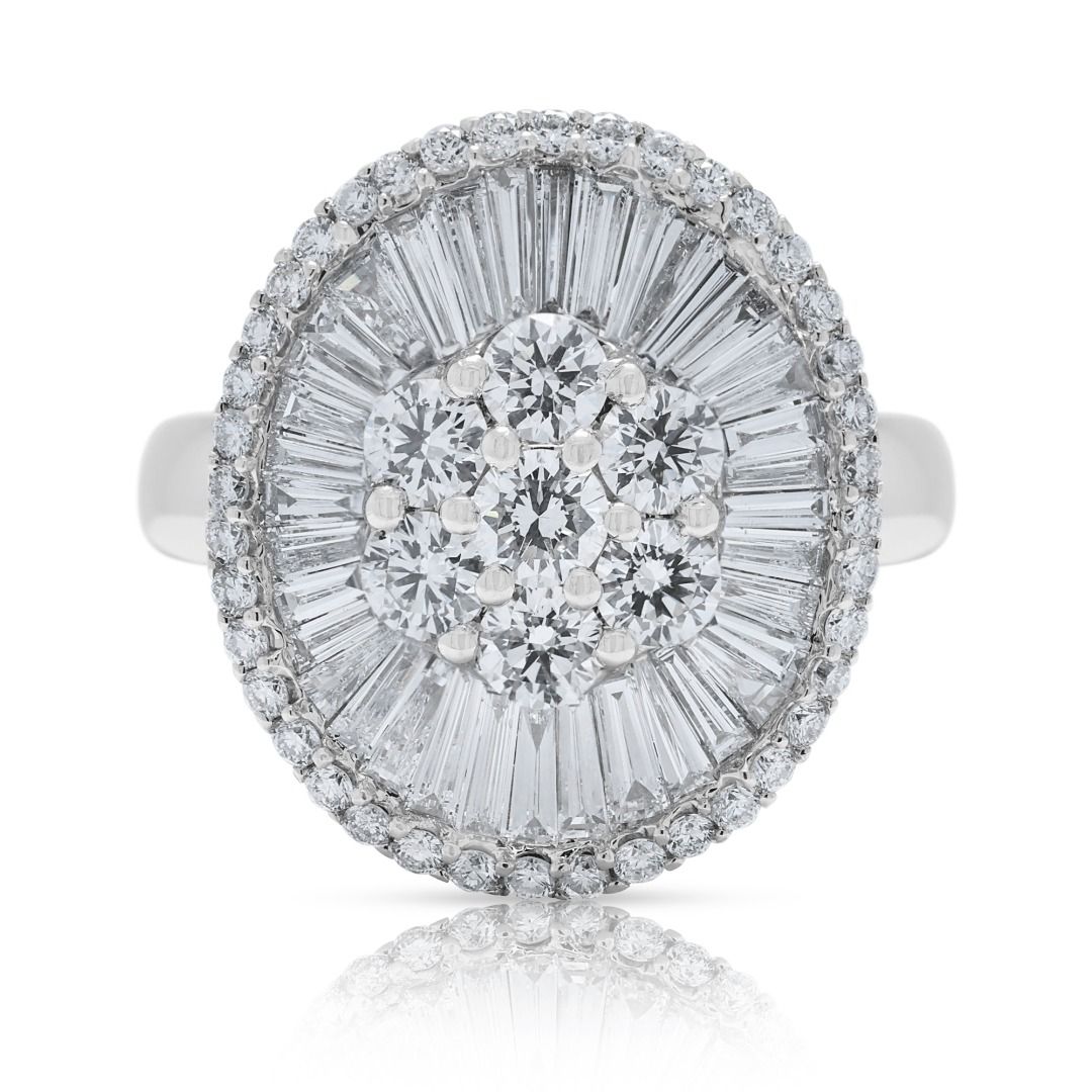 Sunburst 0.96ct Diamond Cocktail Ring in 18K White Gold