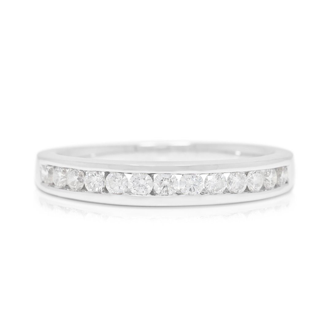 Timeless 0.26ct Natural Diamond Half Eternity Band Ring 18K White Gold