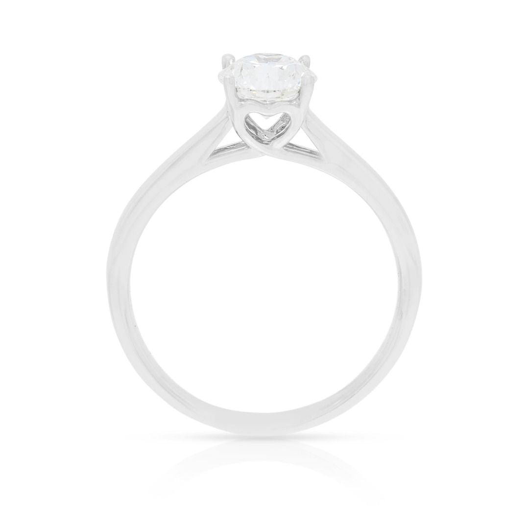 Timeless 0.65ct Solitaire Diamond Ring in 18K White Gold - GIA Certified