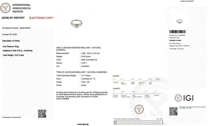 Timeless 0.67ct Diamonds Pave Ring in Platinum - IGI Certified