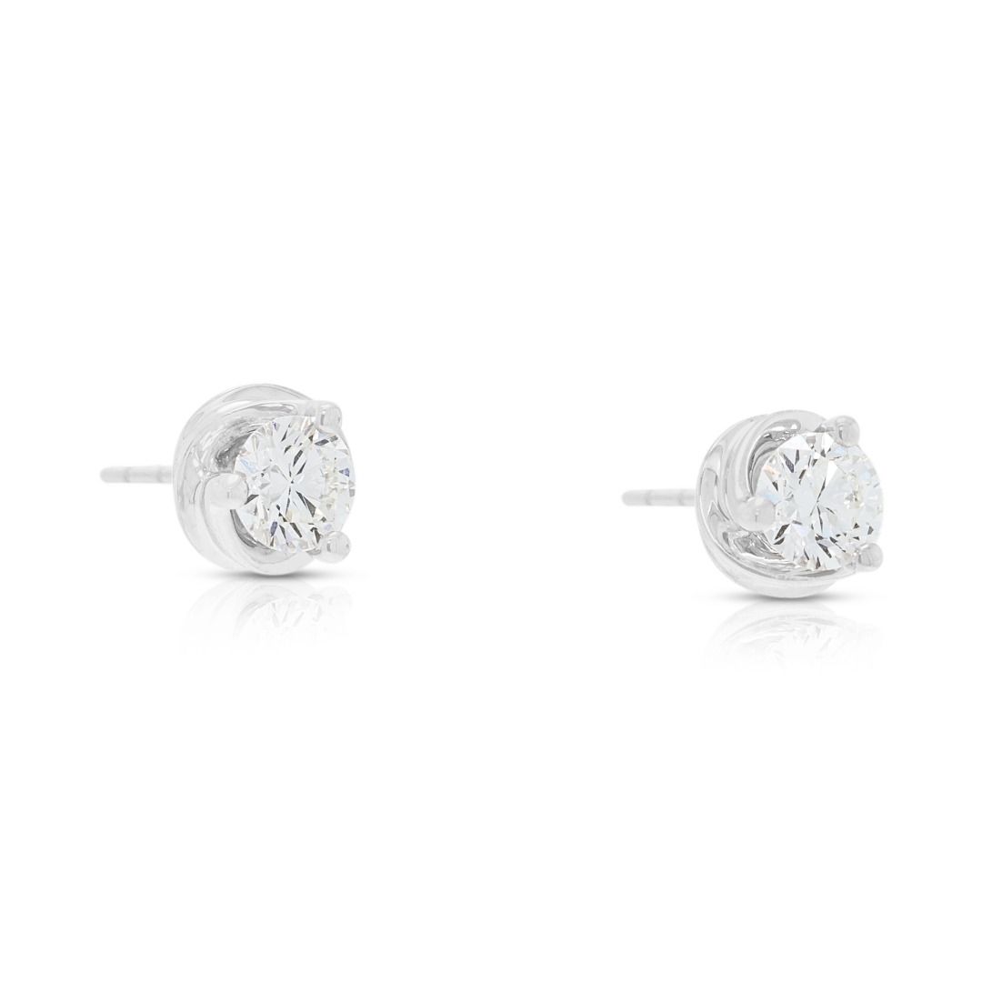 Zeitlose 0,70ct Labor-Diamant Solitär Ohrstecker in 14K Weißgold - IAG zertifiziert