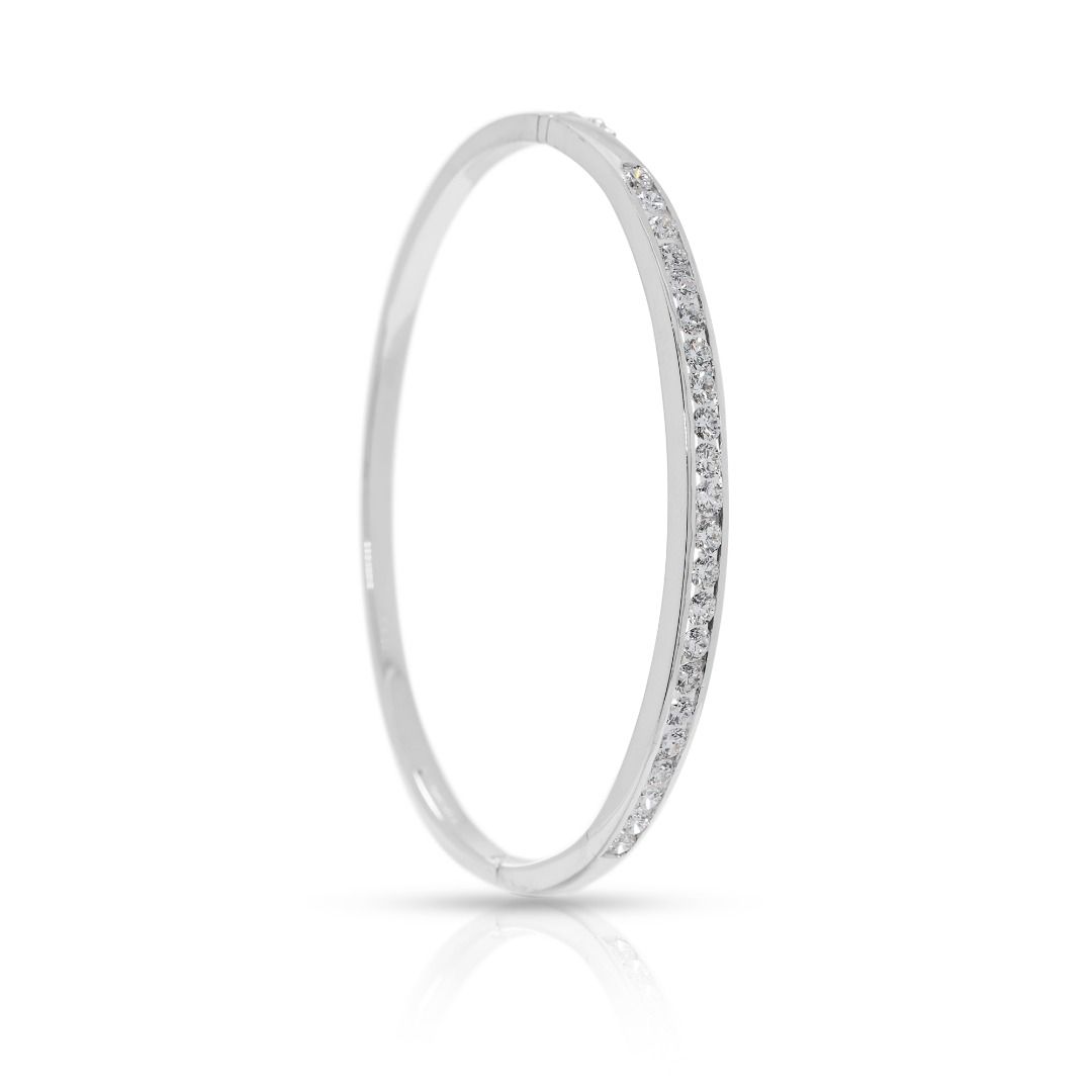 Timeless 0.88ct Natural Diamond Bangle in 14K White Gold