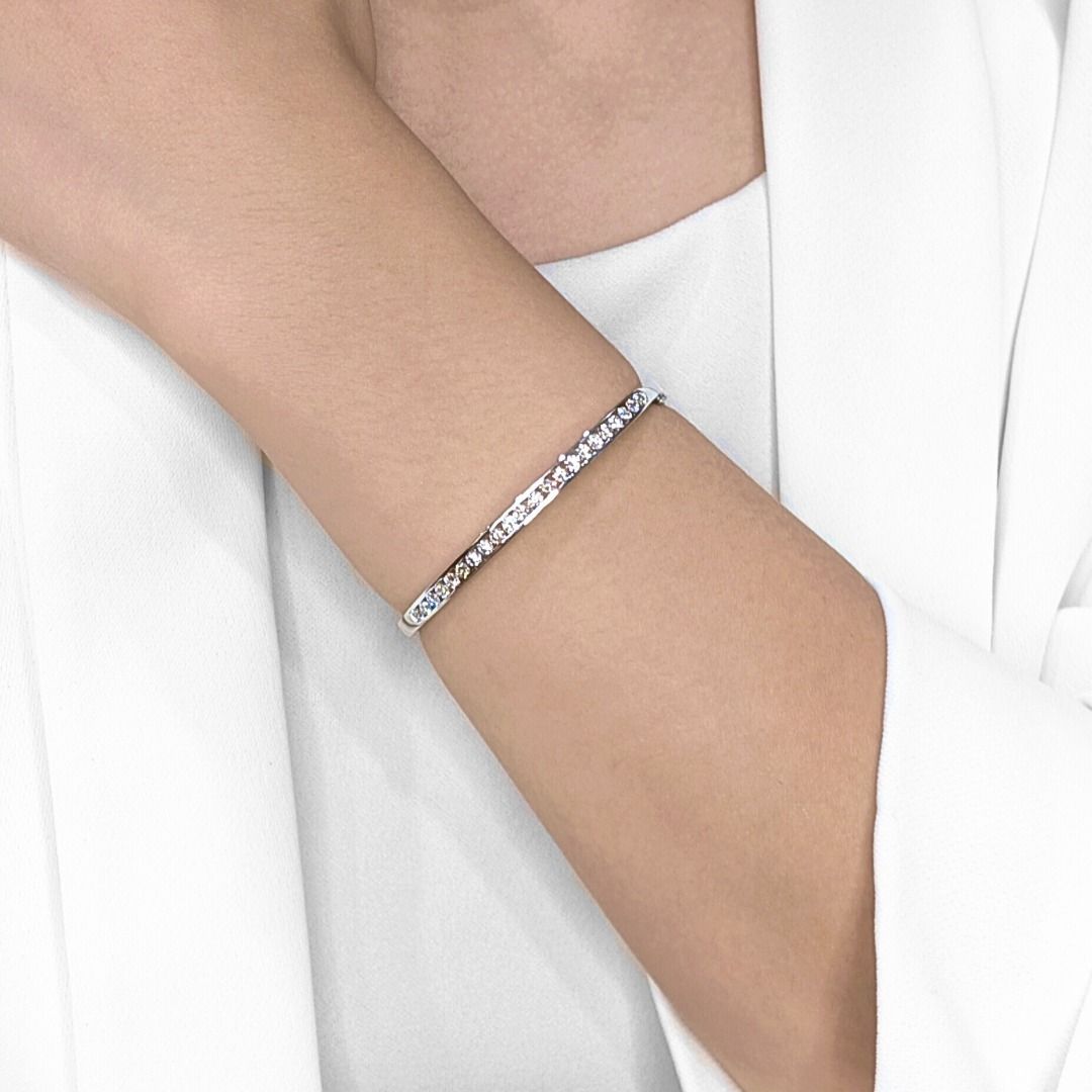 Timeless 0.88ct Natural Diamond Bangle in 14K White Gold