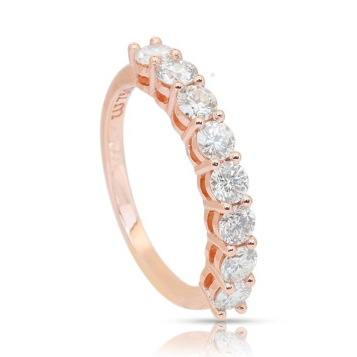 Timeless 1.01ct Diamonds Half Eternity Ring in 18k Rose Gold - IGI Certified