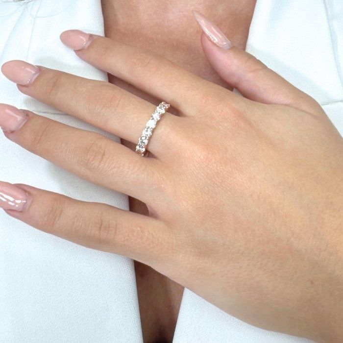 Timeless 1.01ct Diamonds Half Eternity Ring in 18k Rose Gold - IGI Certified