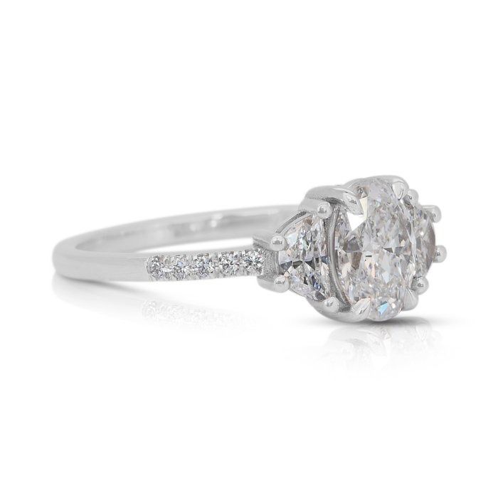 Timeless 1.26ct Diamonds 3-Stone Ring in 18k White Gold - GIA Certified