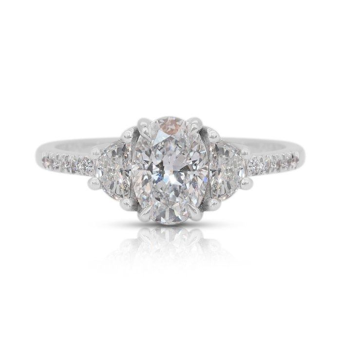 Timeless 1.26ct Diamonds 3-Stone Ring in 18k White Gold - GIA Certified