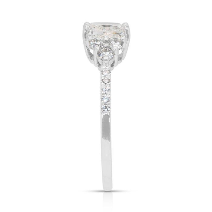 Timeless 1.36ct Diamonds Pave Ring in 18k White Gold - IGI Certified -