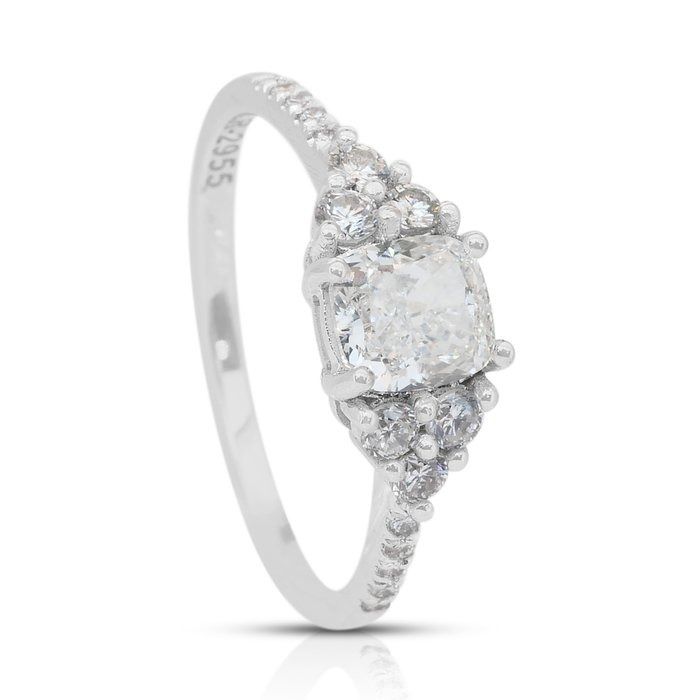 Timeless 1.36ct Diamonds Pave Ring in 18k White Gold - IGI Certified -