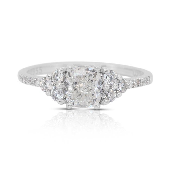 Timeless 1.36ct Diamonds Pave Ring in 18k White Gold - IGI Certified -