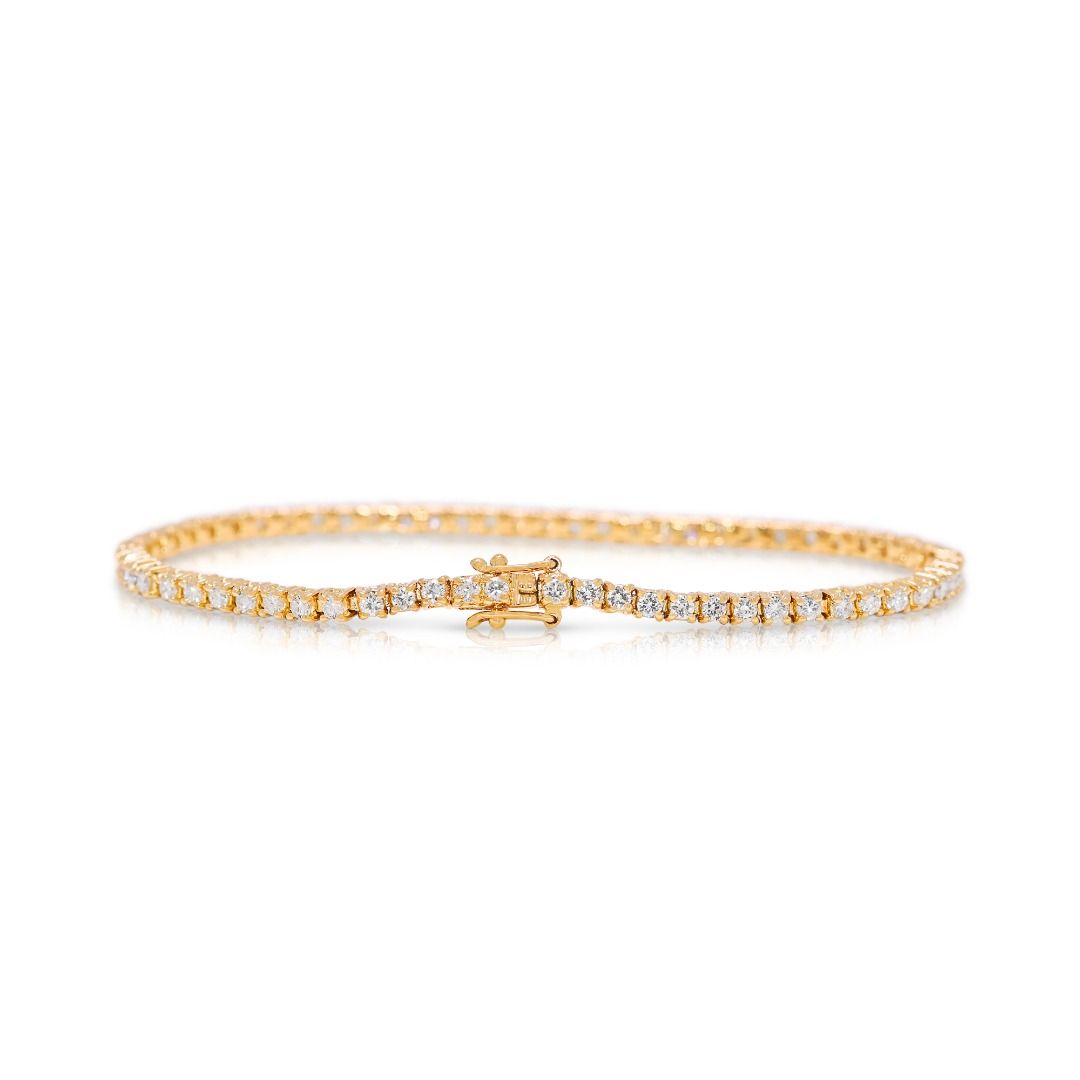 Timeless 1.60ct Natural Diamond Classic Tennis Bracelet in 18K Yellow Gold