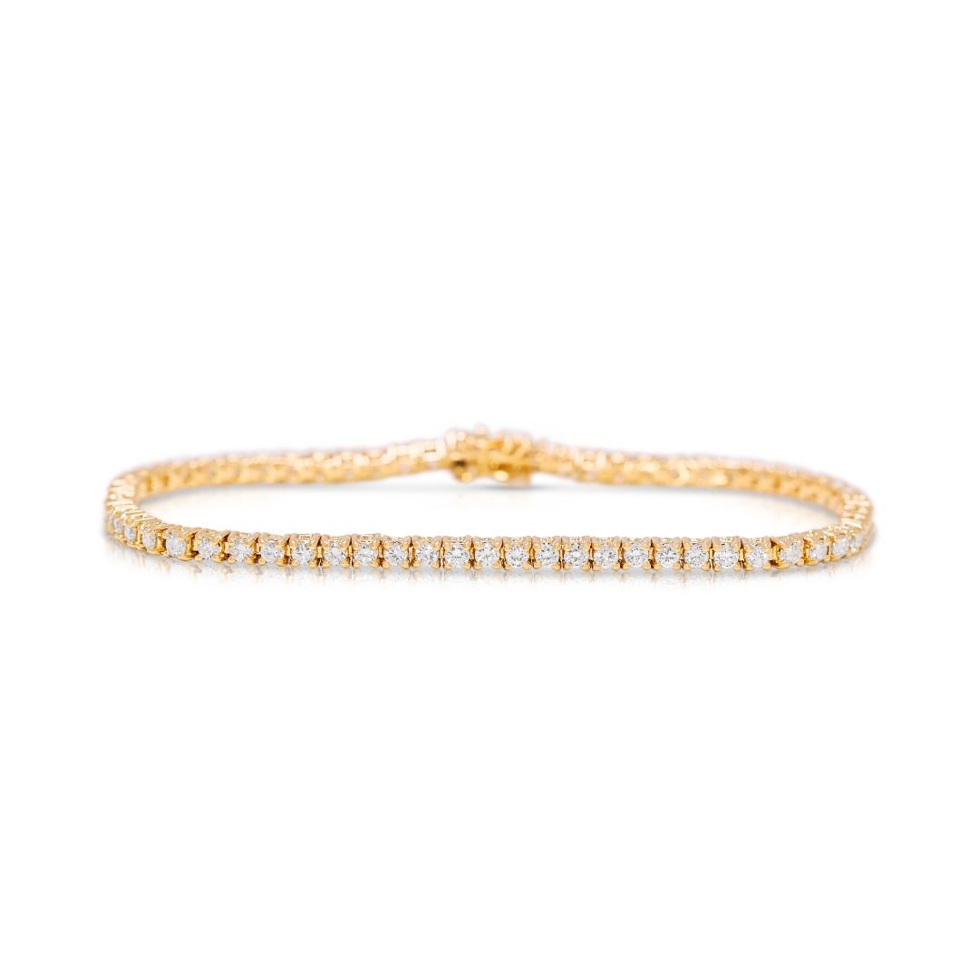 Timeless 1.60ct Natural Diamond Classic Tennis Bracelet in 18K Yellow Gold