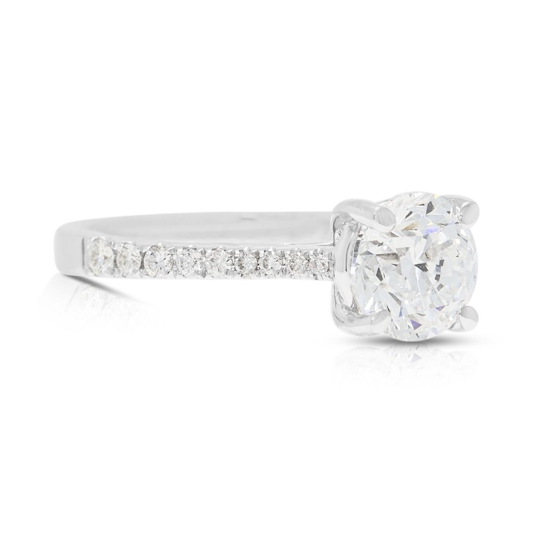Timeless 1.68ct Natural Diamond Pave Ring in 18K White Gold (New) - GIA Certified