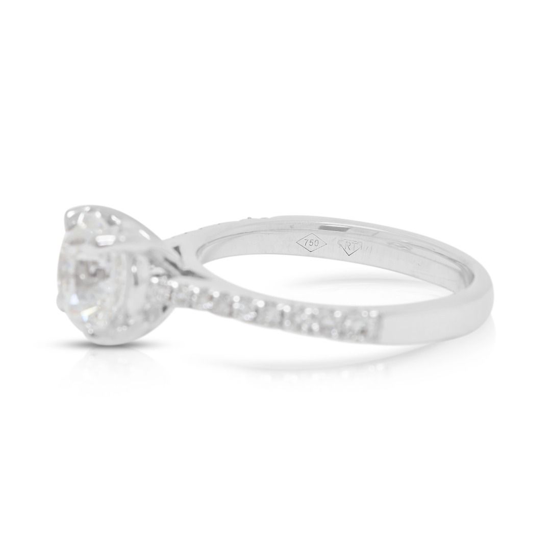 Timeless 1.68ct Natural Diamond Pave Ring in 18K White Gold (New) - GIA Certified