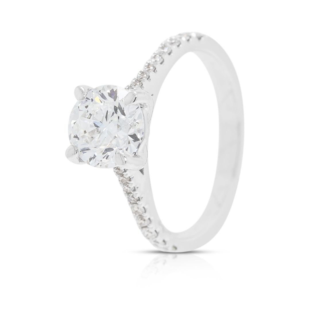 Timeless 1.68ct Natural Diamond Pave Ring in 18K White Gold (New) - GIA Certified