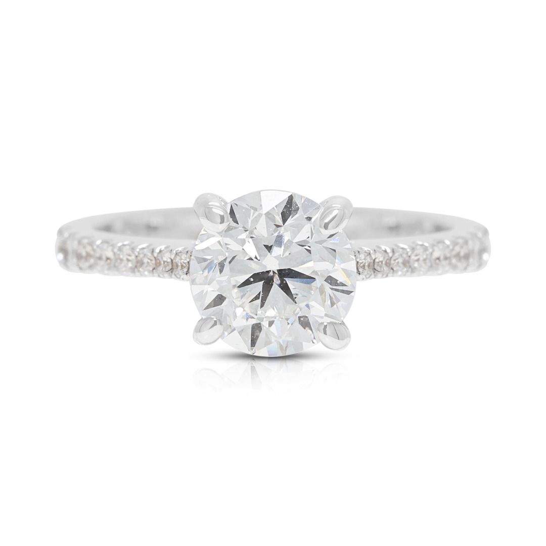 Timeless 1.68ct Natural Diamond Pave Ring in 18K White Gold (New) - GIA Certified