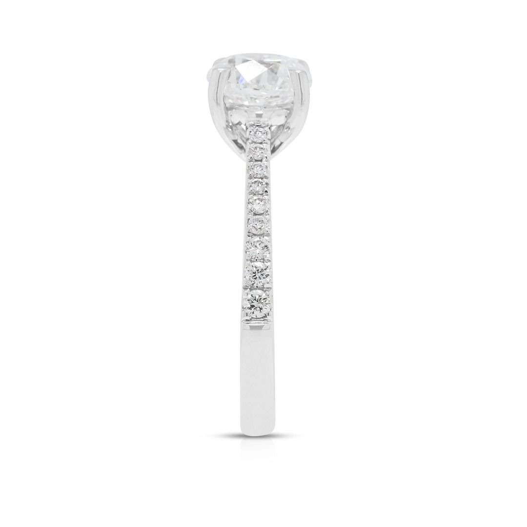 Timeless 1.68ct Natural Diamond Pave Ring in 18K White Gold (New) - GIA Certified