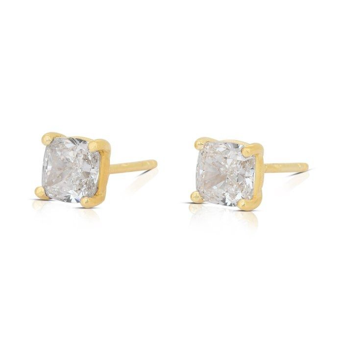 Timeless 2.01ct Diamonds Stud Earrings in 18k Yellow Gold - IGI Certified