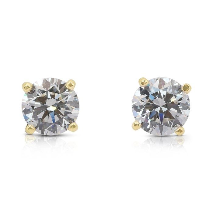 Timeless 2.04ct Diamonds Stud Earrings in 18k Yellow Gold - IGI Certified