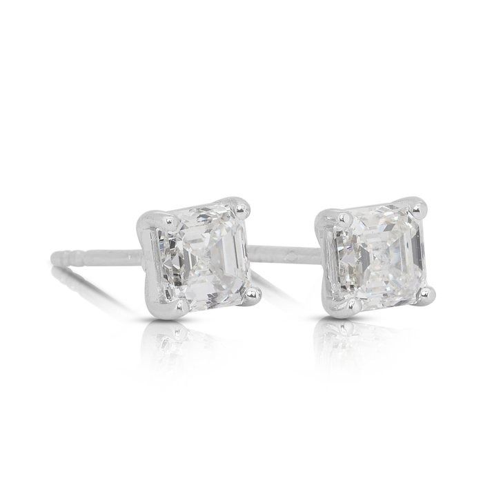 Timeless 2.06ct Diamonds Stud Earrings in 18k White Gold - IGI Certified