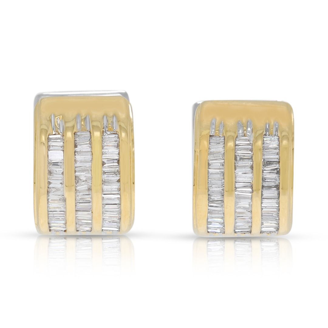 Versatile 0.31ct Diamond Vintage Huggie Earrings in 14K Two-Toned Gold