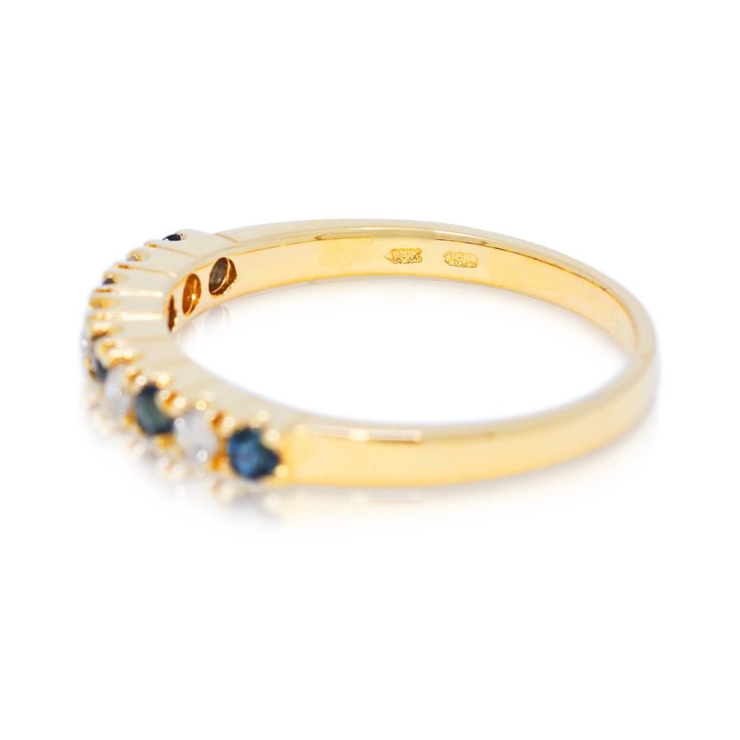 Vibrant 0.37ct Sapphire & Diamond Band in 18K Yellow Gold (New-Unworn)