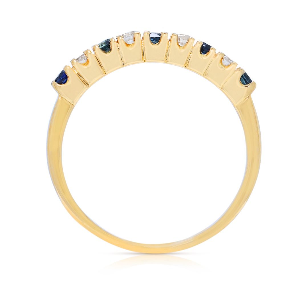 Vibrant 0.37ct Sapphire & Diamond Band in 18K Yellow Gold (New-Unworn)