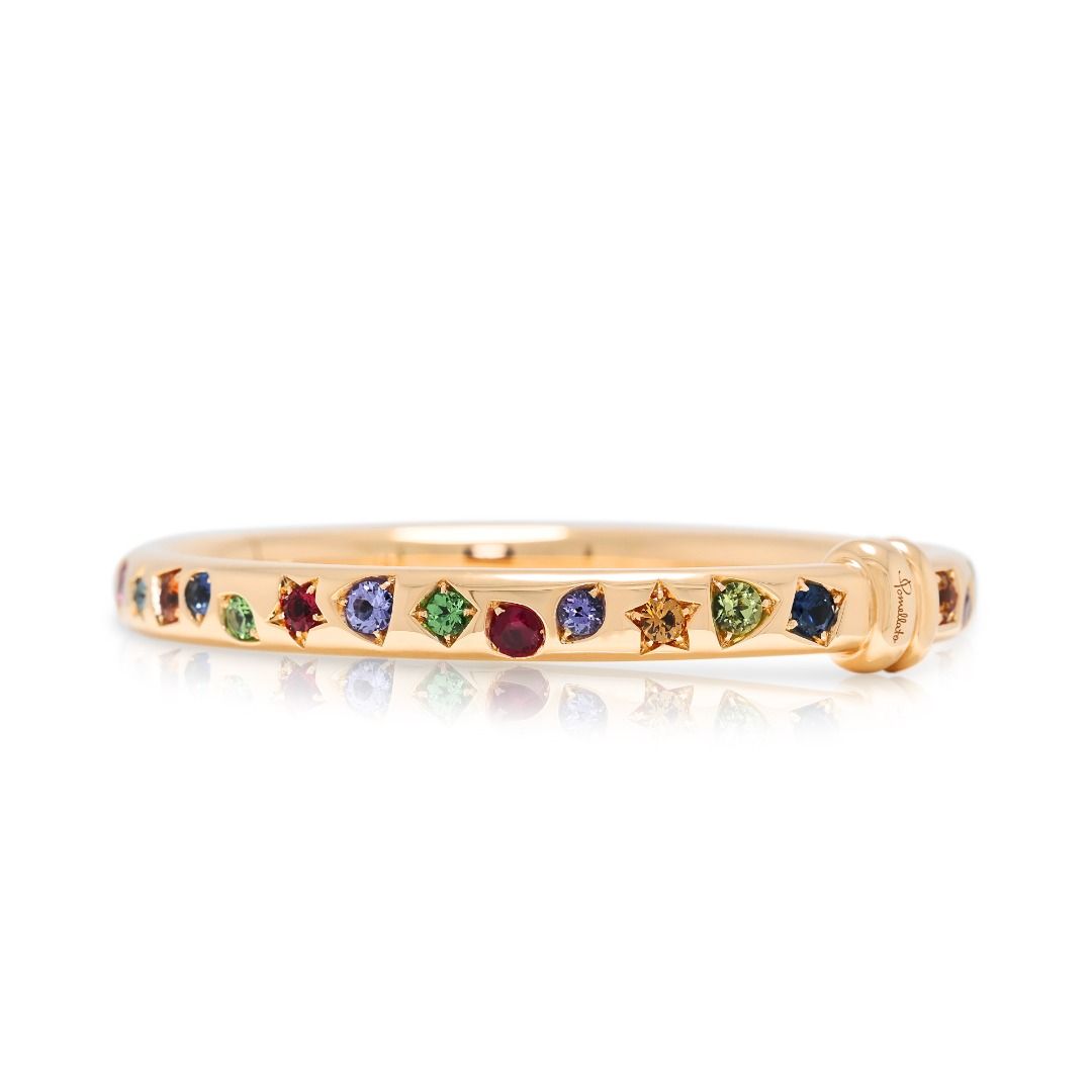 Vibrant 3.50ct Multi-Gemstone Pomellato Iconica Bangle in 18K Rose Gold (New) With Box and Certificate