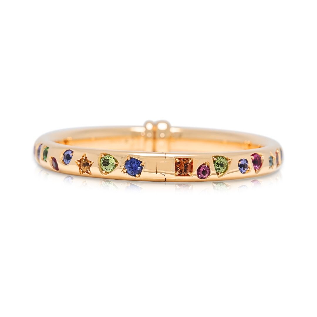 Vibrant 3.50ct Multi-Gemstone Pomellato Iconica Bangle in 18K Rose Gold (New) With Box and Certificate