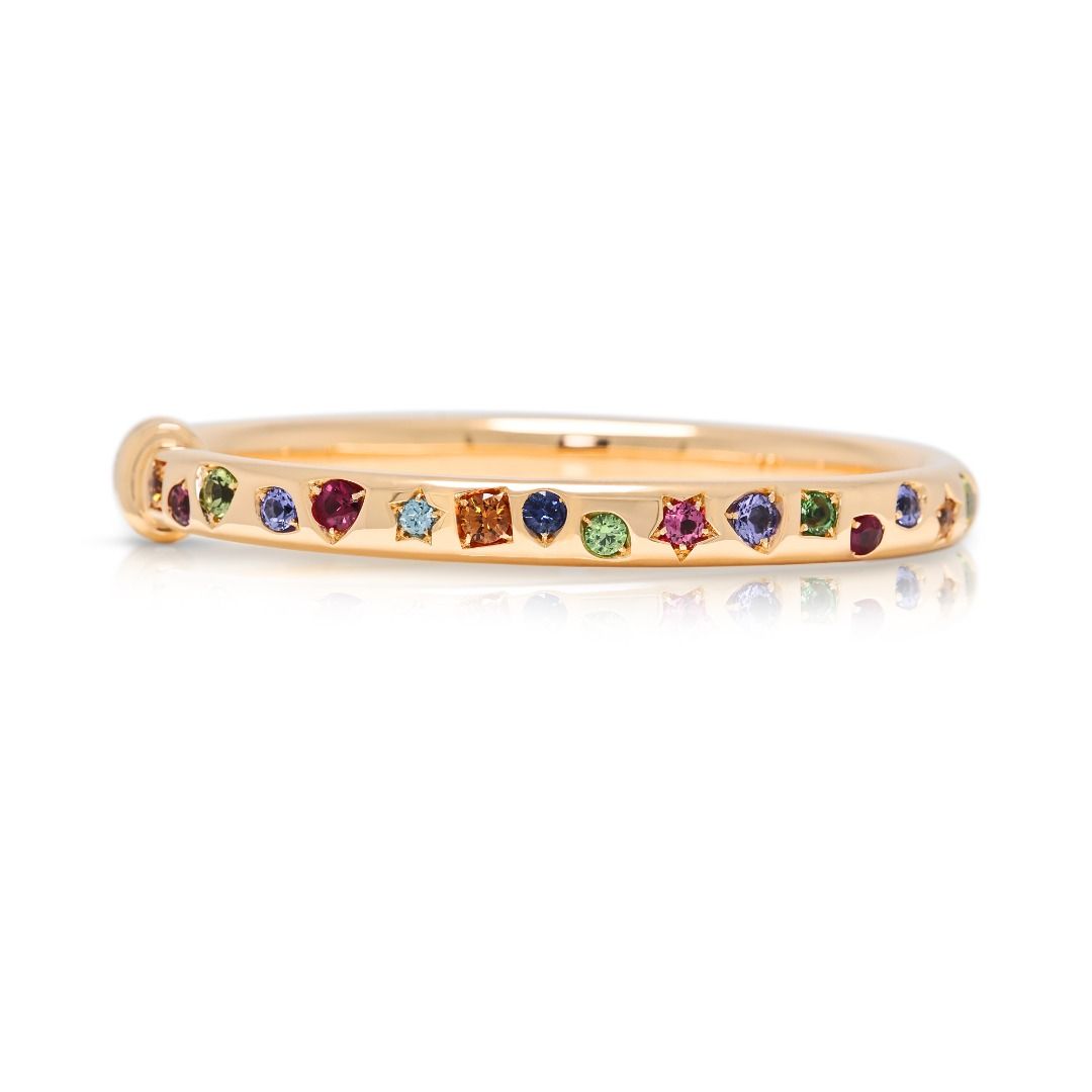 Vibrant 3.50ct Multi-Gemstone Pomellato Iconica Bangle in 18K Rose Gold (New) With Box and Certificate