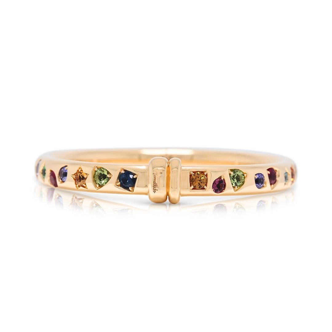 Vibrant 3.50ct Multi-Gemstone Pomellato Iconica Bangle in 18K Rose Gold (New) With Box and Certificate