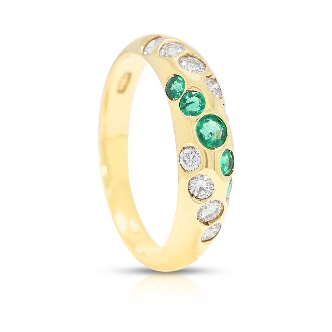Whimsical 0.60ct Natural Emerald and Diamond Band in 18K Yellow Gold