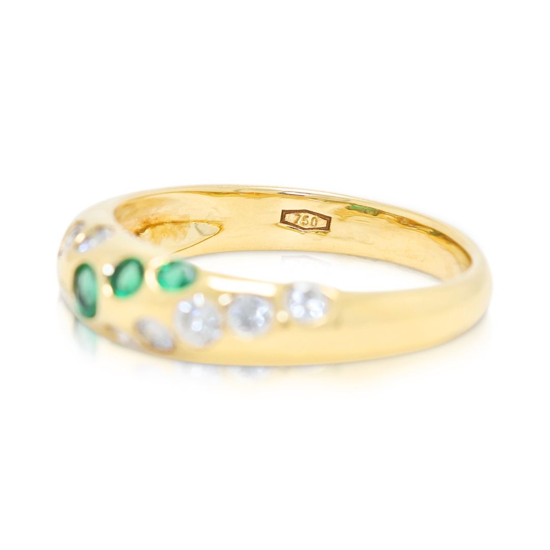 Whimsical 0.60ct Natural Emerald and Diamond Band in 18K Yellow Gold