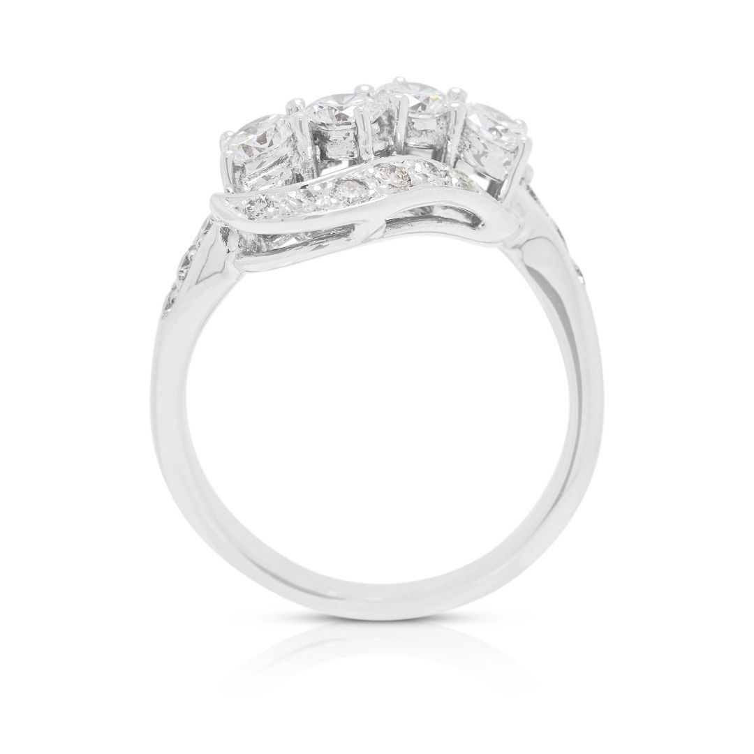 Whimsical 1.08ct Natural Diamond Swirl Statement Ring in 14K White Gold