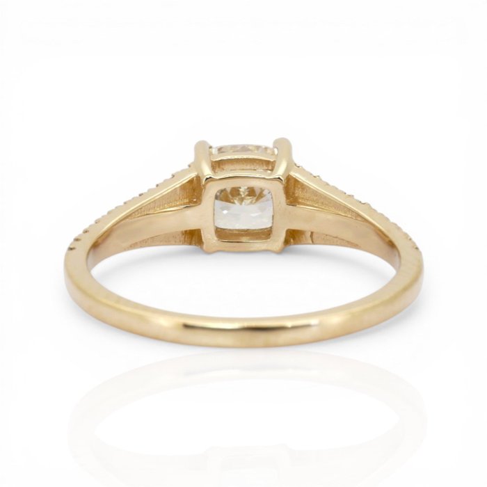 1.13 Carats GCI Certified Natural Diamond 18K Yellow Gold Pave Ring
