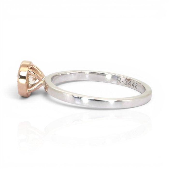 0.72 Carat IGI Certified Natural Diamond 18K Rose And White Gold Solitaire Ring