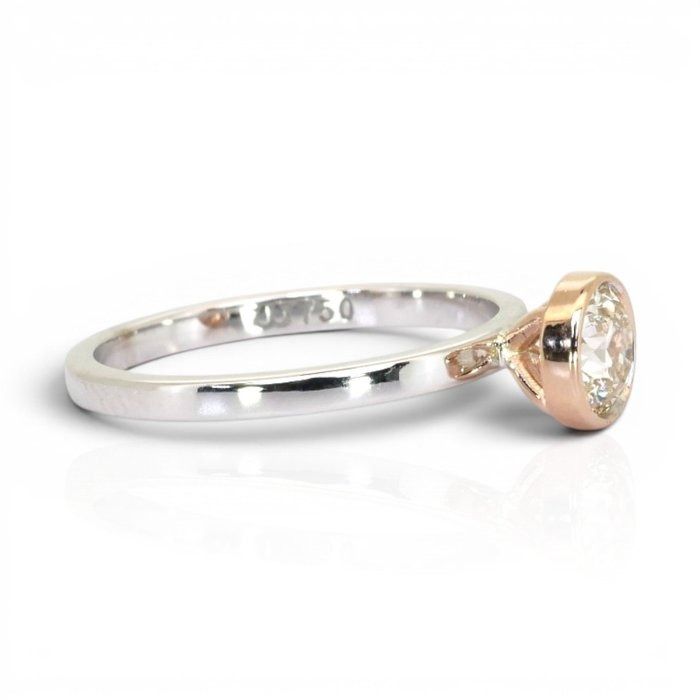 0.72 Carat IGI Certified Natural Diamond 18K Rose And White Gold Solitaire Ring