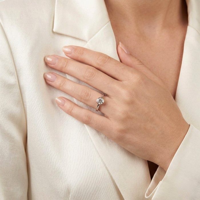 0.72 Carat IGI Certified Natural Diamond 18K Rose And White Gold Solitaire Ring