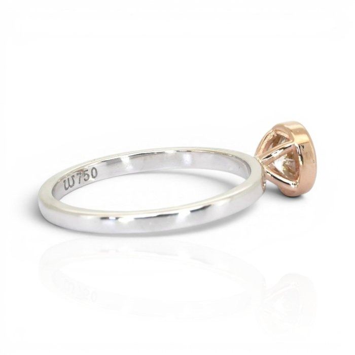 0.72 Carat IGI Certified Natural Diamond 18K Rose And White Gold Solitaire Ring