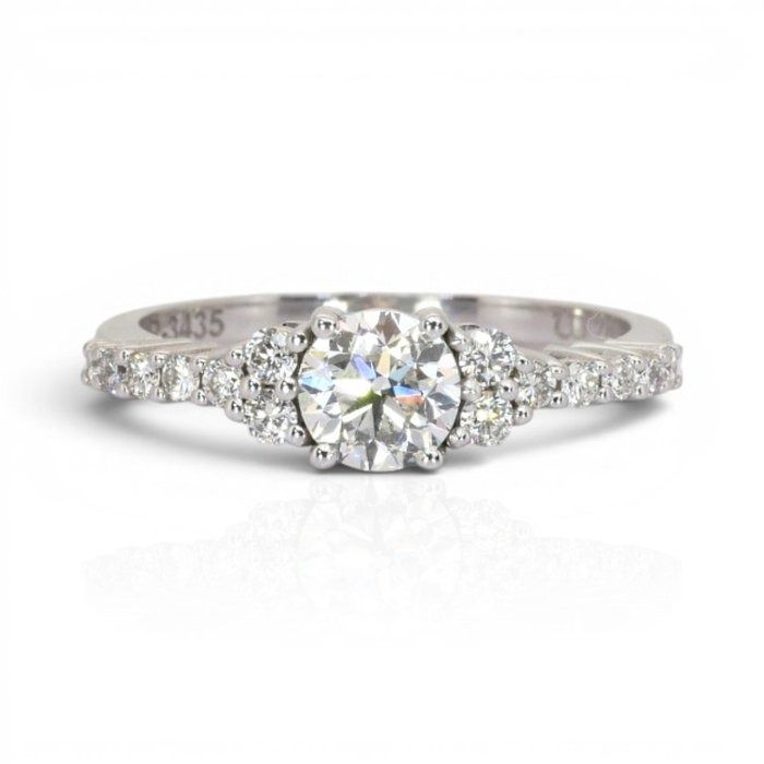 0.95 Carat IGI Certified Natural Diamond 18K White Gold Pave Ring