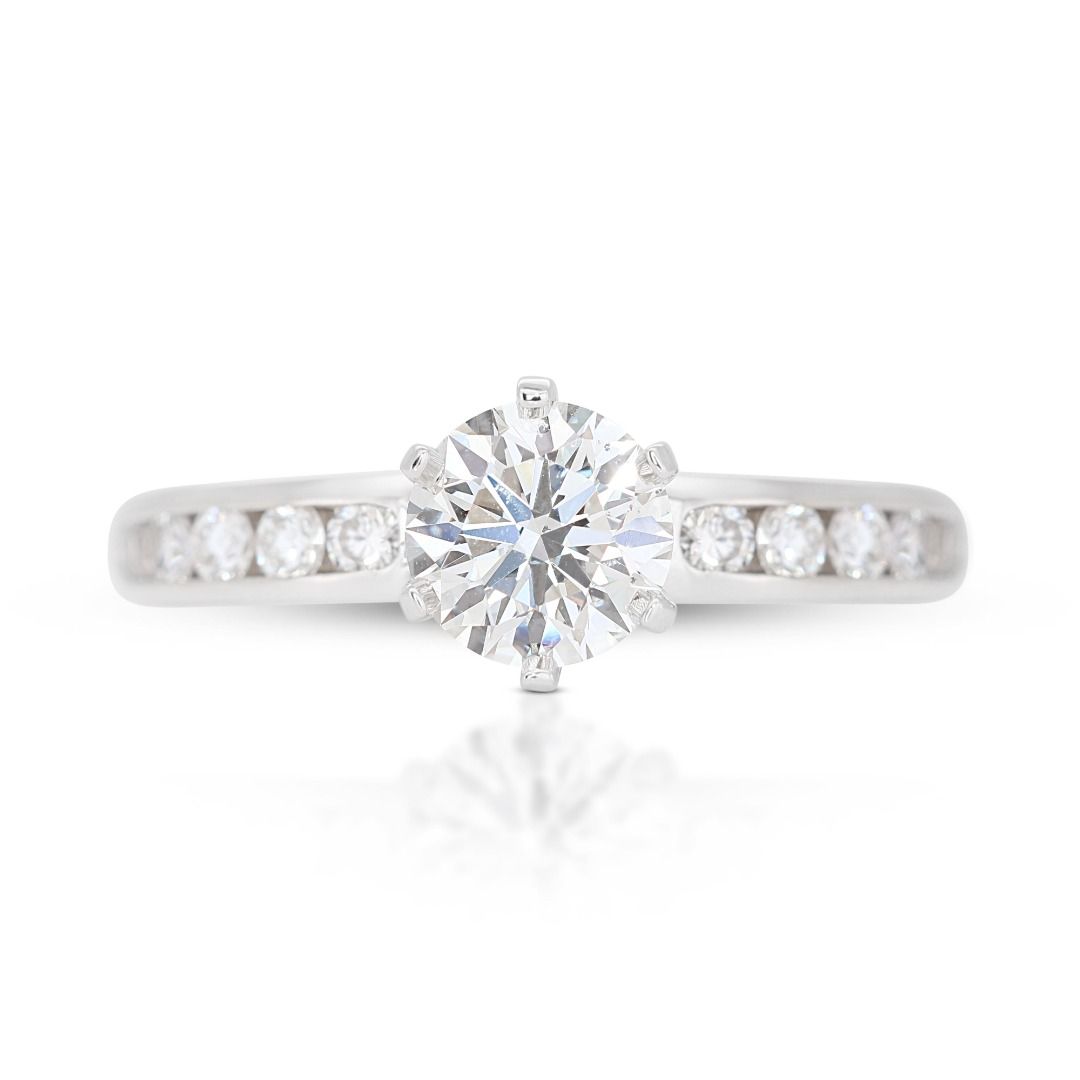 Tiffany & Co. 1 carat Natural Diamond Platinum Halo Ring in 18K White Gold