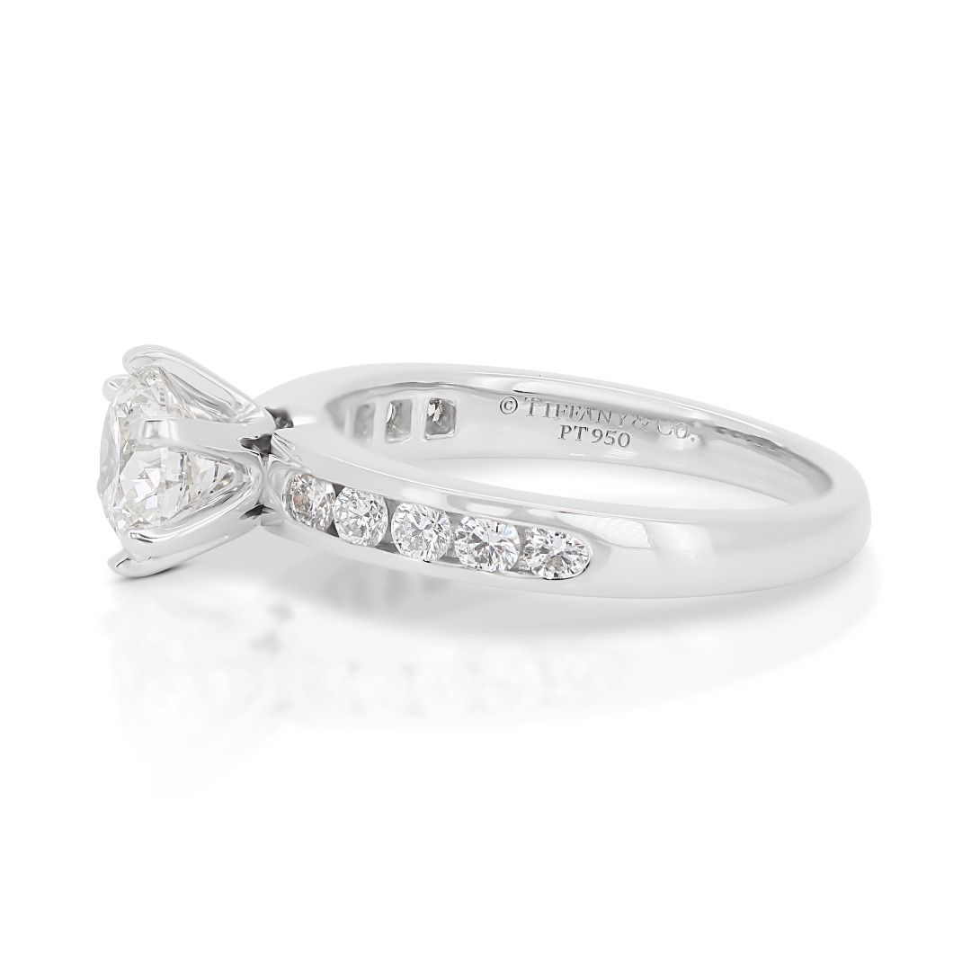 Tiffany & Co. 1 carat Natural Diamond Platinum Halo Ring in 18K White Gold