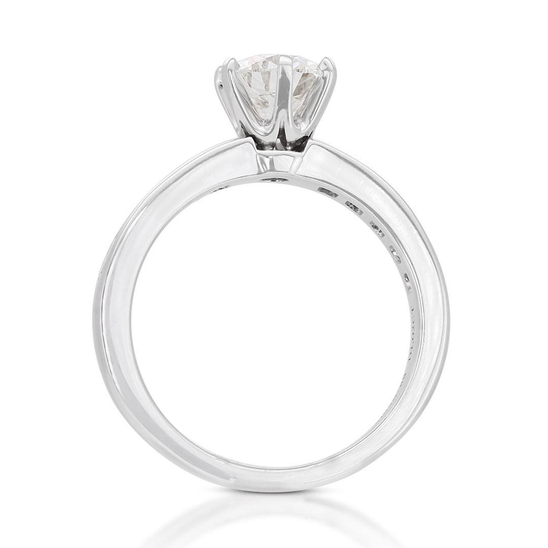 Tiffany & Co. 1 carat Natural Diamond Platinum Halo Ring in 18K White Gold