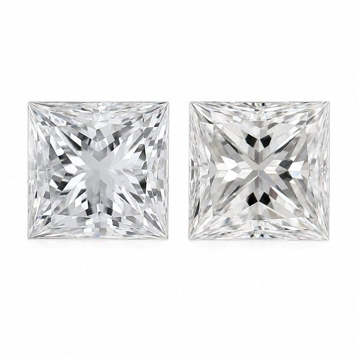 1,05 Karat GIA-zertifizierter natürlicher Diamant, quadratischer modifizierter Brillant (Paar)