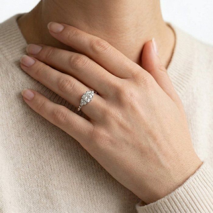 1.17 Carat GIA Certified 18K White Gold Twisted Ring