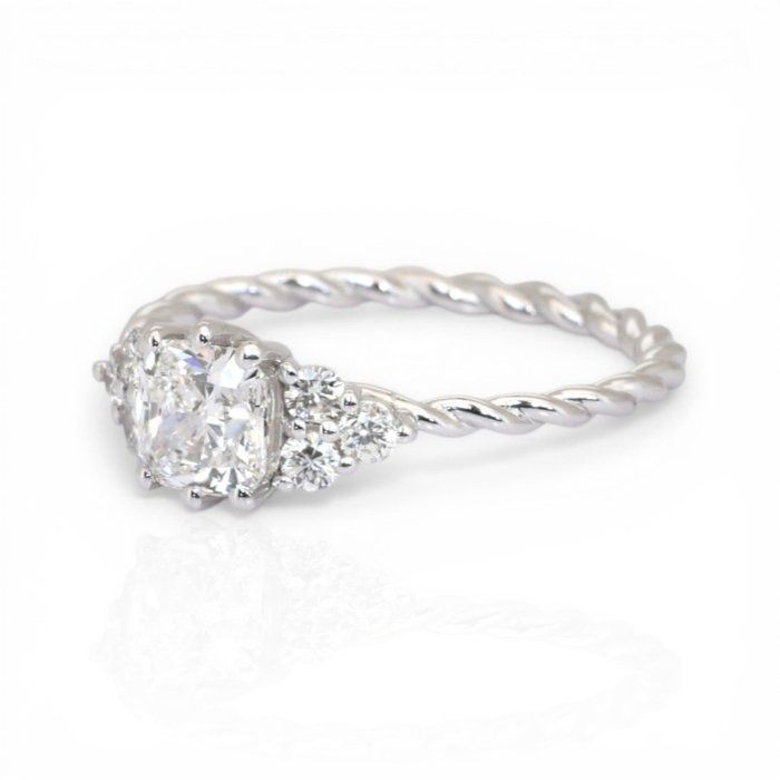 1.17 Carat GIA Certified 18K White Gold Twisted Ring
