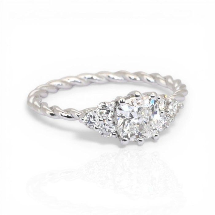 1.17 Carat GIA Certified 18K White Gold Twisted Ring