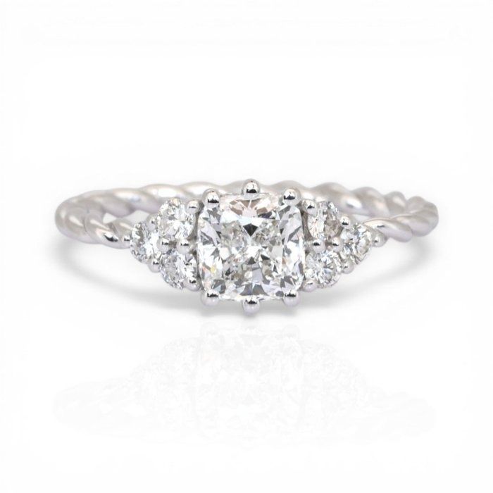 1.17 Carat GIA Certified 18K White Gold Twisted Ring
