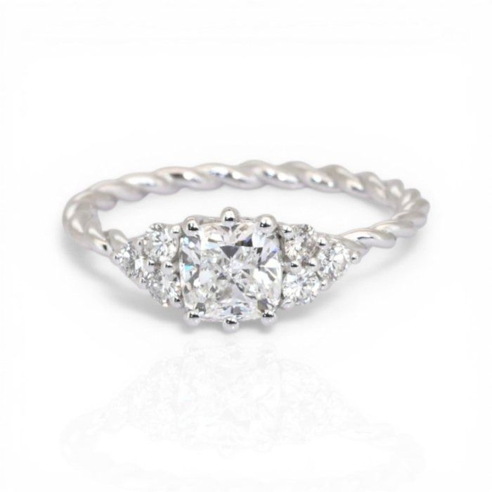 1.17 Carat GIA Certified 18K White Gold Twisted Ring